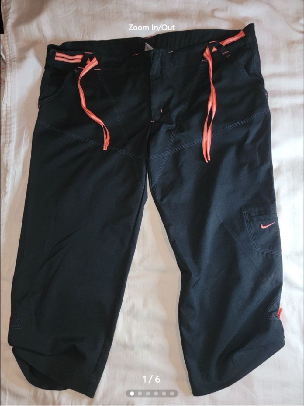 Nike Black Capri Pants with Coral Accent Drawstring
